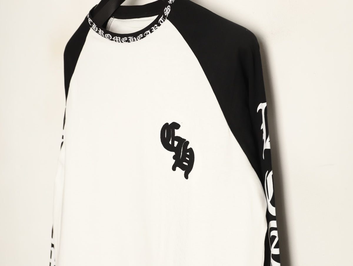 Chrome Hearts Horseshoe Hardware Gothic Raglan Long-Sleeve T-Shirt - Black/White