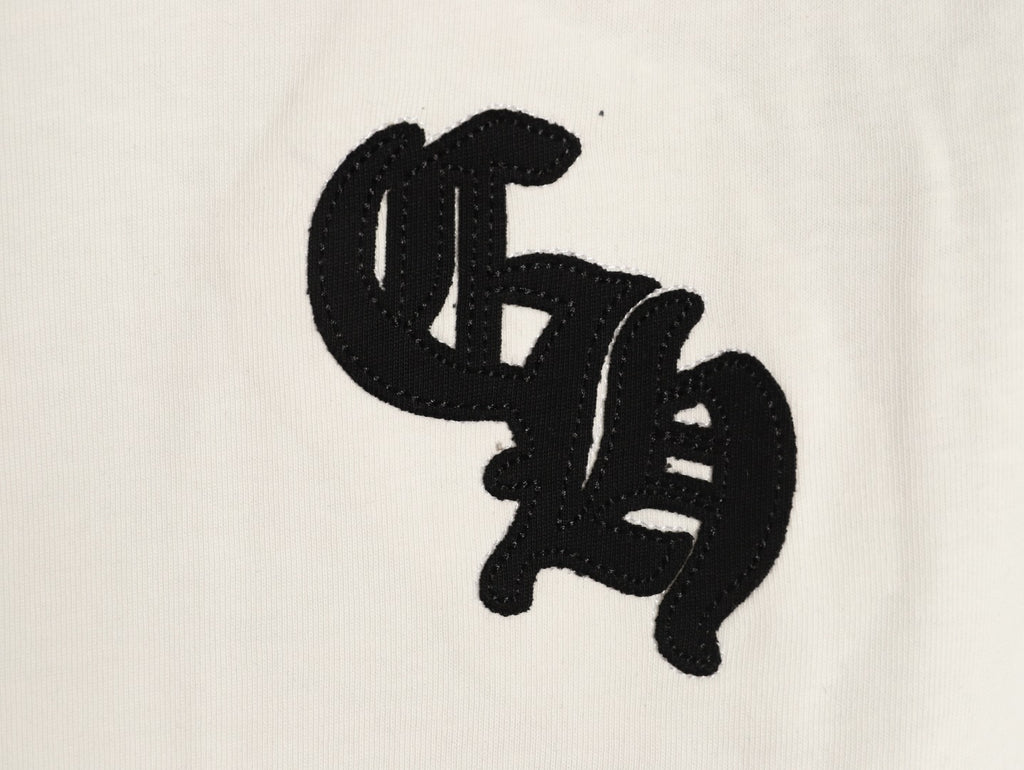 Chrome Hearts Horseshoe Hardware Gothic Raglan Long-Sleeve T-Shirt - Black/White