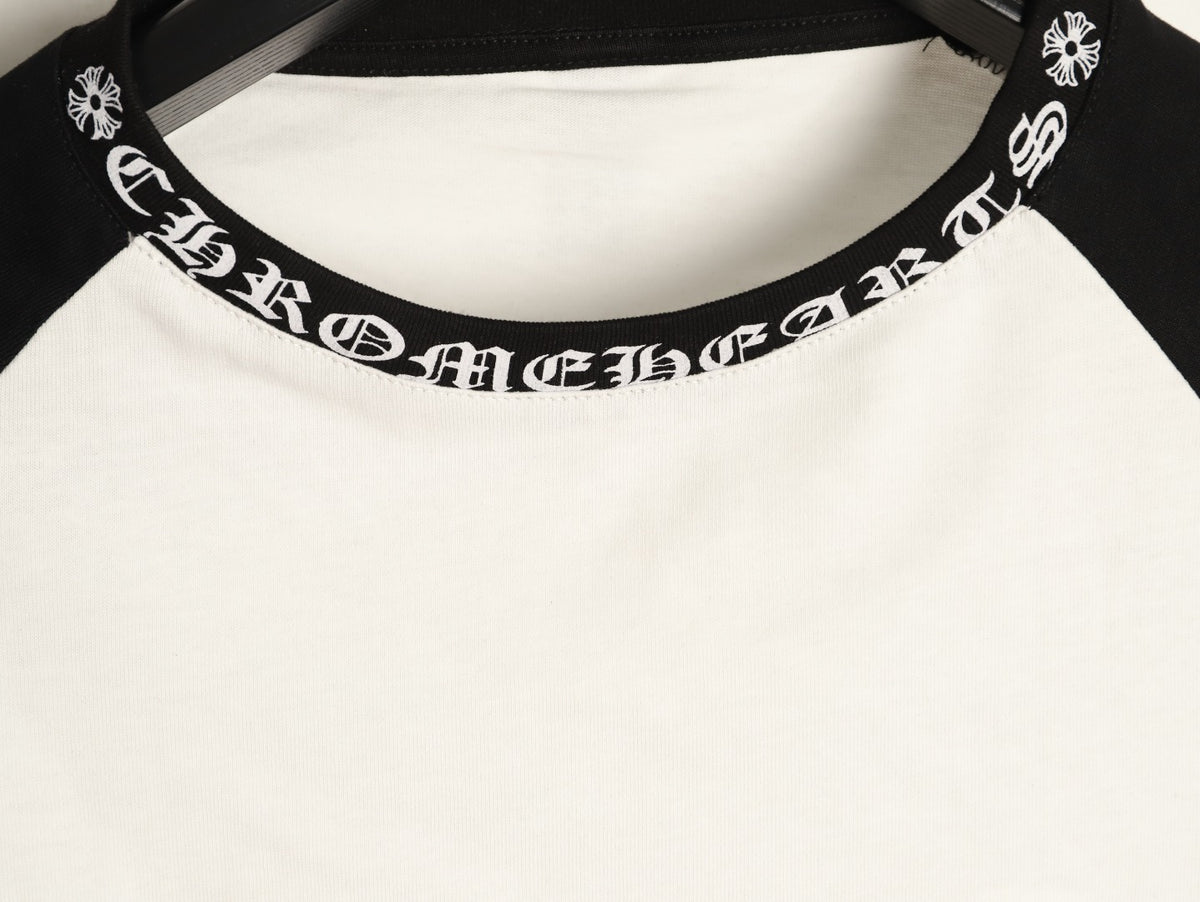 Chrome Hearts Horseshoe Hardware Gothic Raglan Long-Sleeve T-Shirt - Black/White