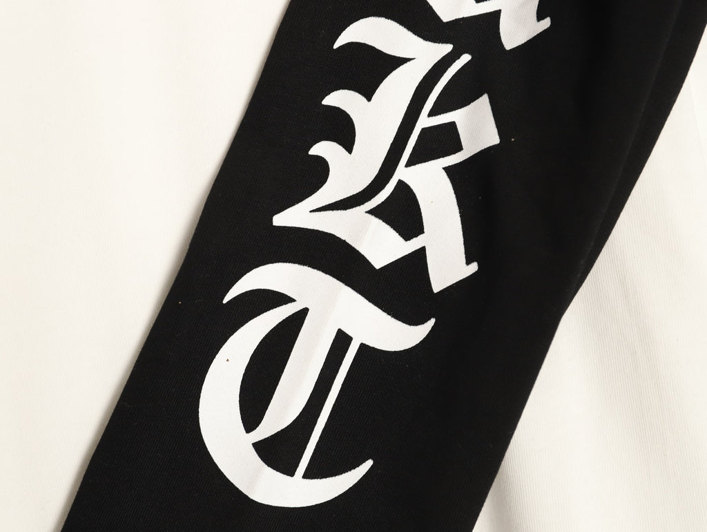 Chrome Hearts Horseshoe Hardware Gothic Raglan Long-Sleeve T-Shirt - Black/White