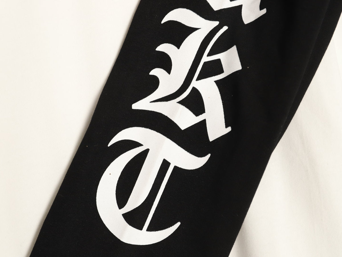 Chrome Hearts Horseshoe Hardware Gothic Raglan Long-Sleeve T-Shirt - Black/White