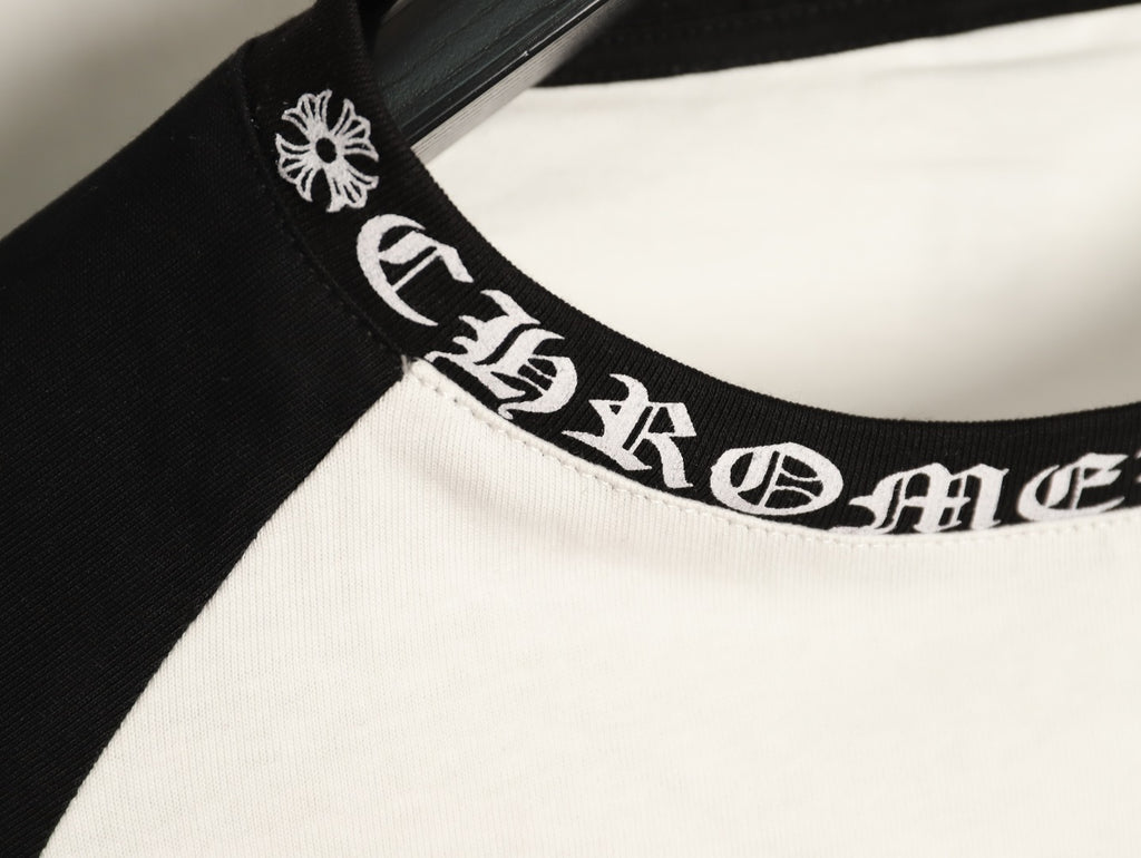 Chrome Hearts Horseshoe Hardware Gothic Raglan Long-Sleeve T-Shirt - Black/White