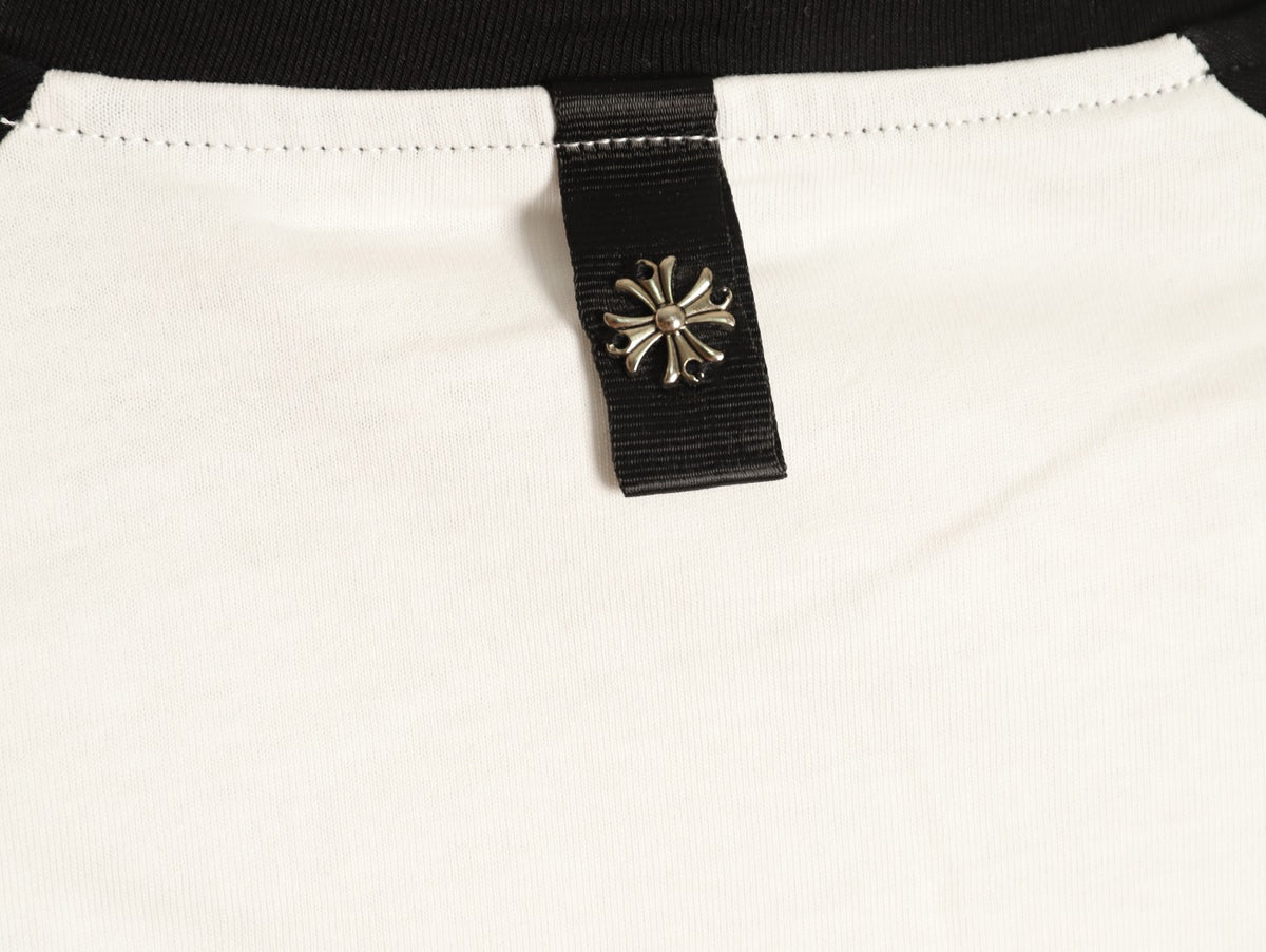 Chrome Hearts Horseshoe Hardware Gothic Raglan Long-Sleeve T-Shirt - Black/White