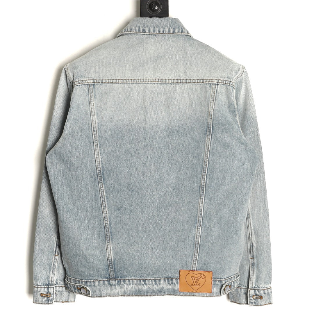 Louis Vuitton CVD Hardware Leather-Detail Skate Denim Jacket - Light Blue