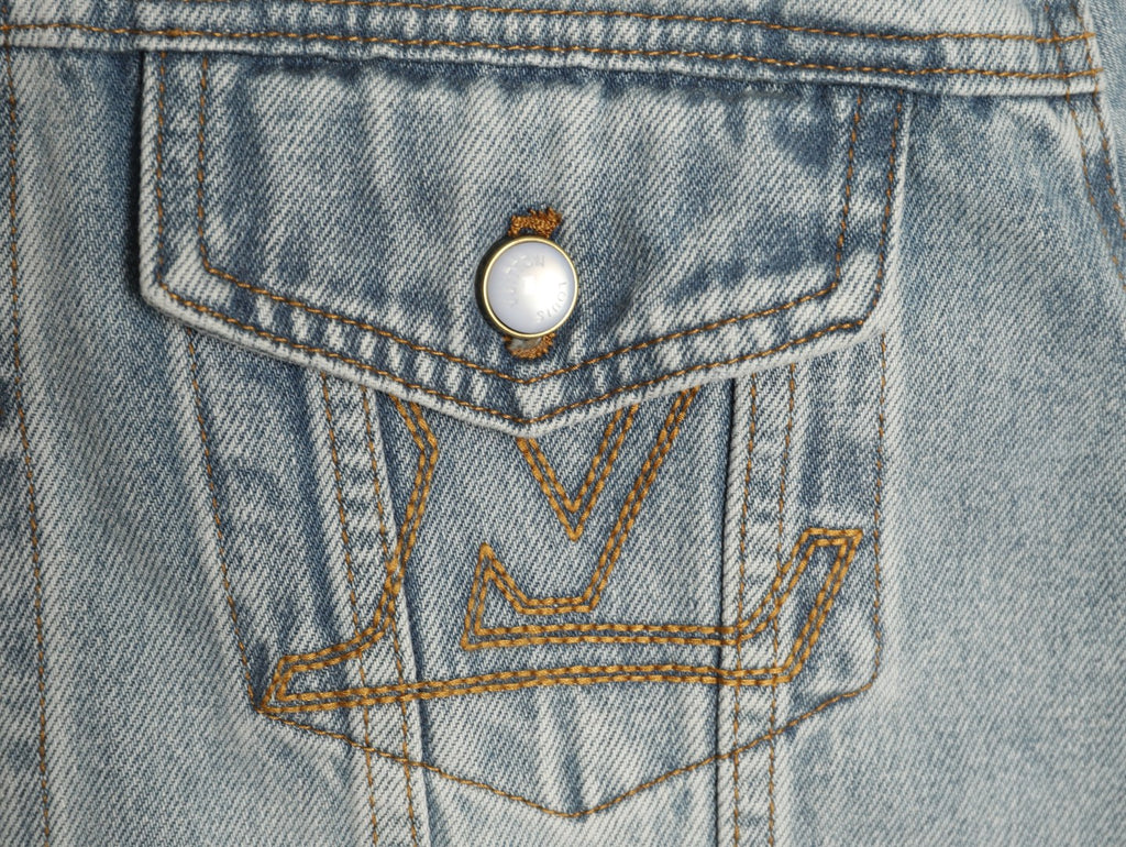 Louis Vuitton CVD Hardware Leather-Detail Skate Denim Jacket - Light Blue