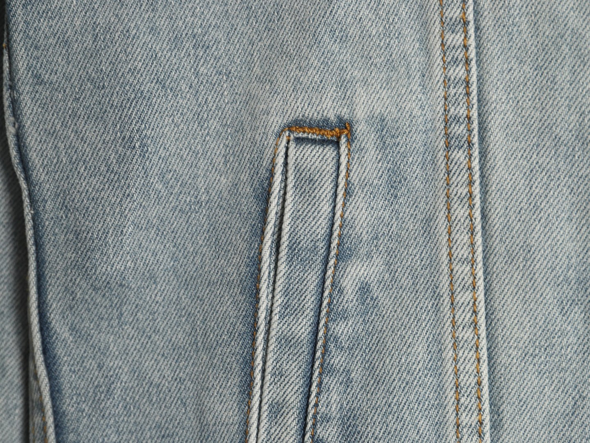 Louis Vuitton CVD Hardware Leather-Detail Skate Denim Jacket - Light Blue
