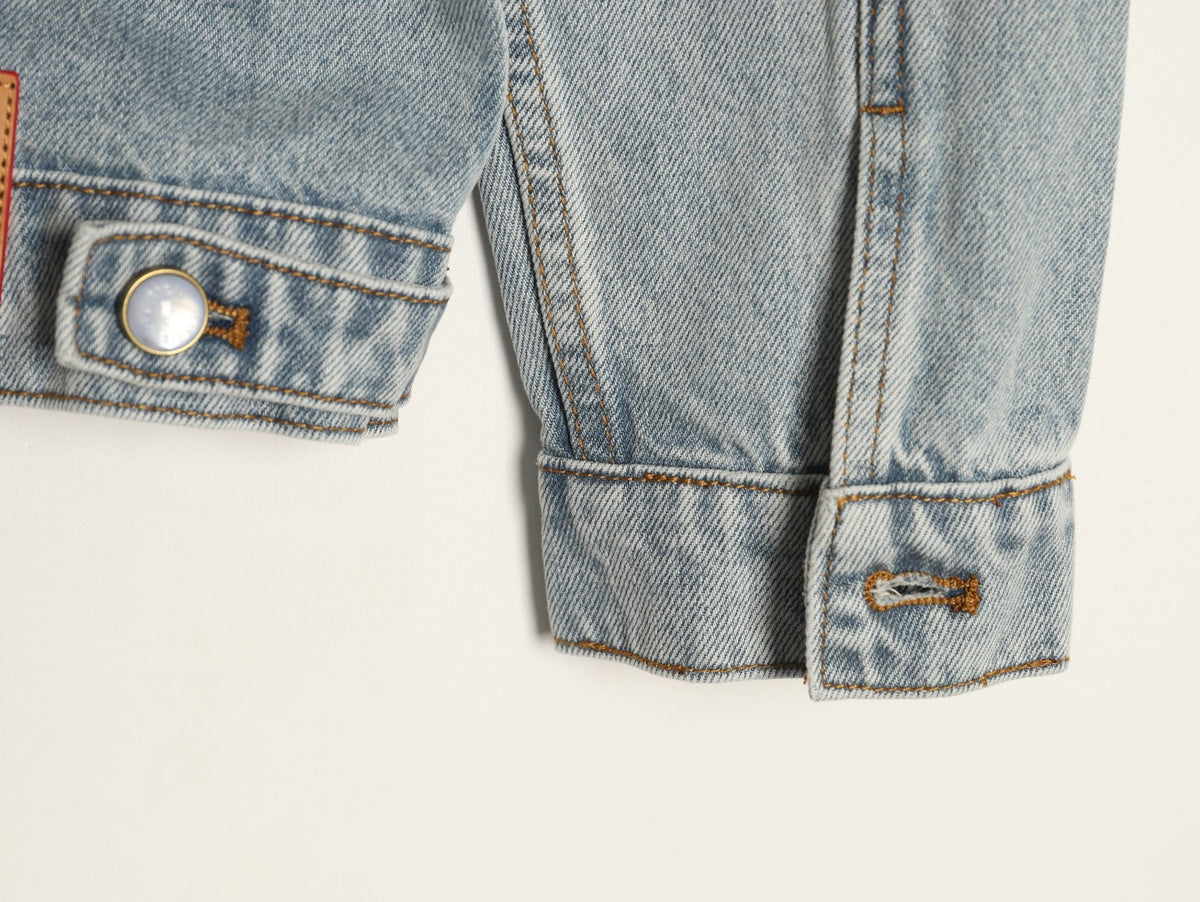 Louis Vuitton CVD Hardware Leather-Detail Skate Denim Jacket - Light Blue