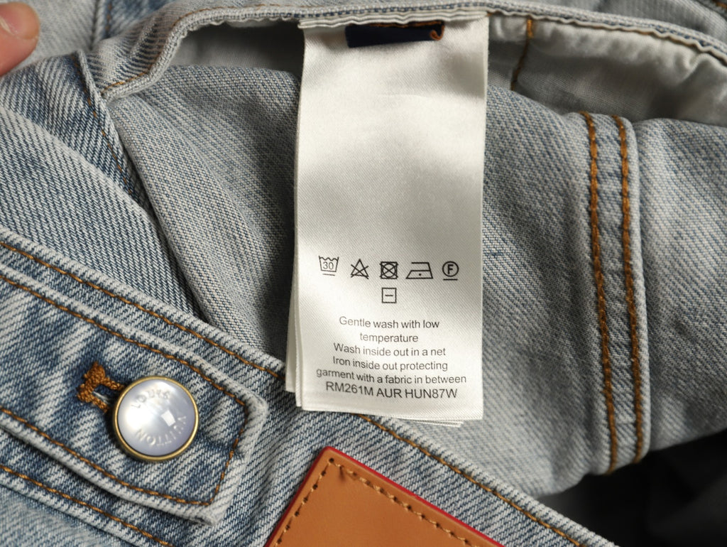 Louis Vuitton CVD Hardware Leather-Detail Skate Denim Jacket - Light Blue