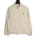 Brunello Cucinelli BC Travelwear Embroidered-Badge Stand-Collar Jacket - Beige