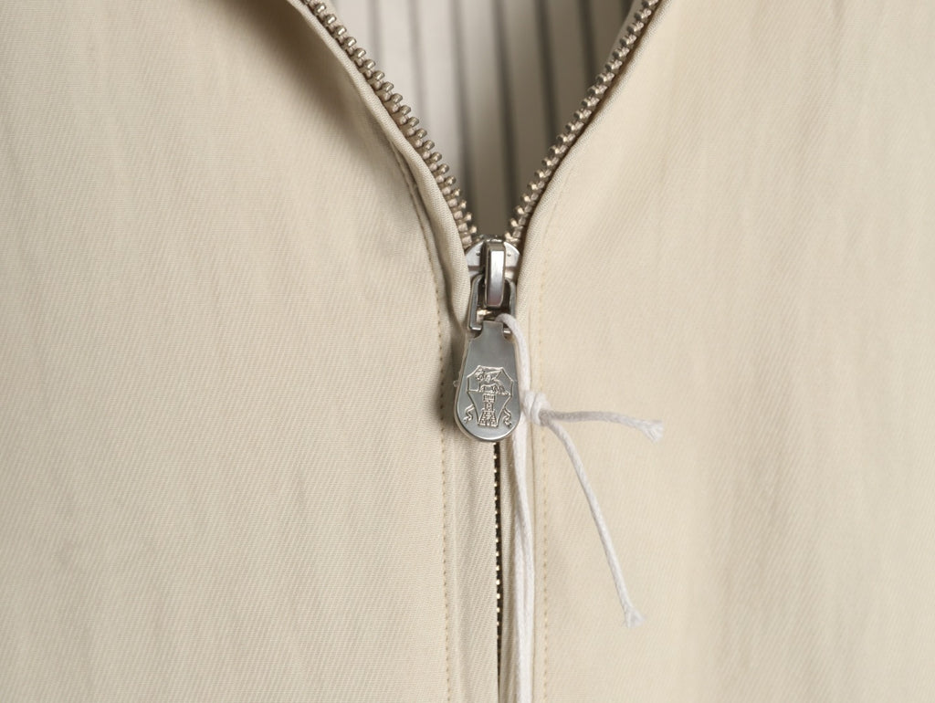 Brunello Cucinelli BC Travelwear Embroidered-Badge Stand-Collar Jacket - Beige