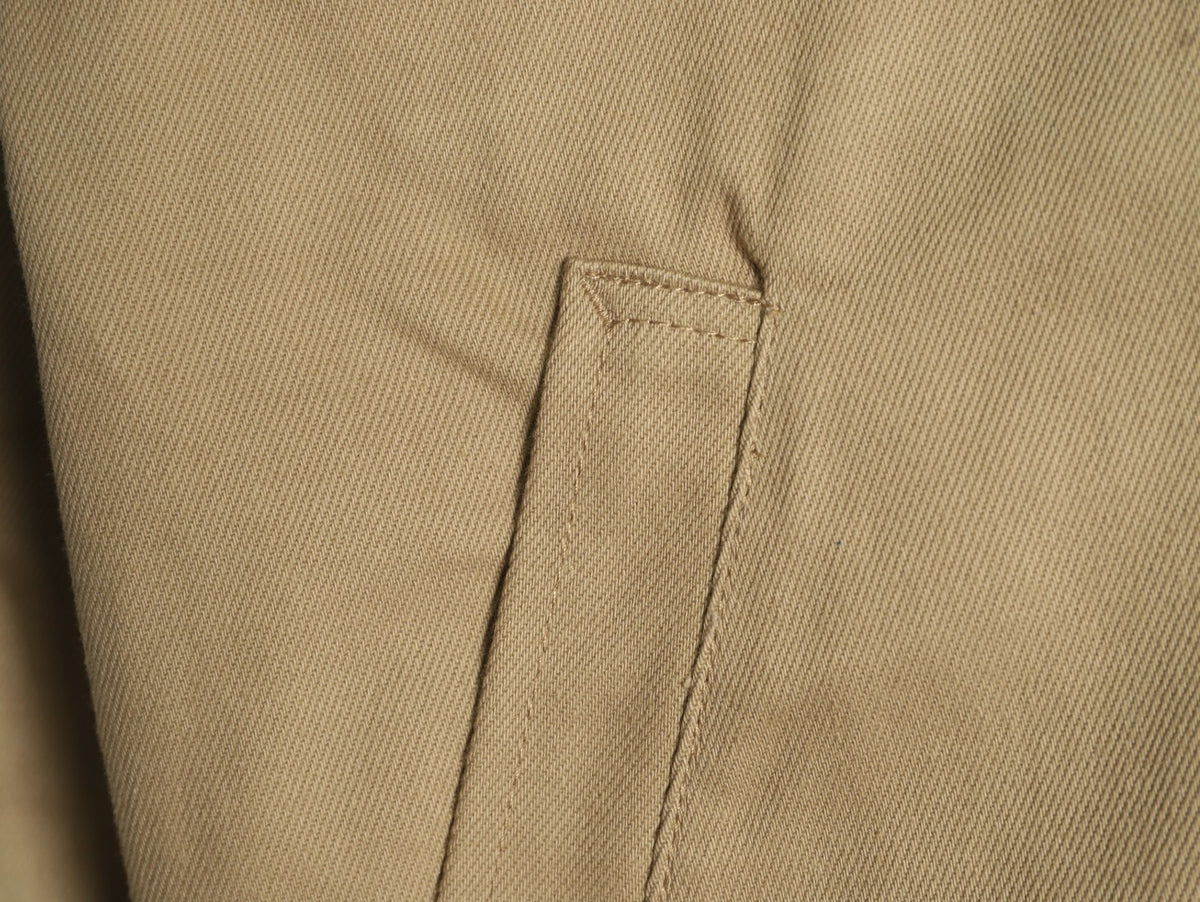 Prada PRD Distressed Khaki Cropped Denim Jacket