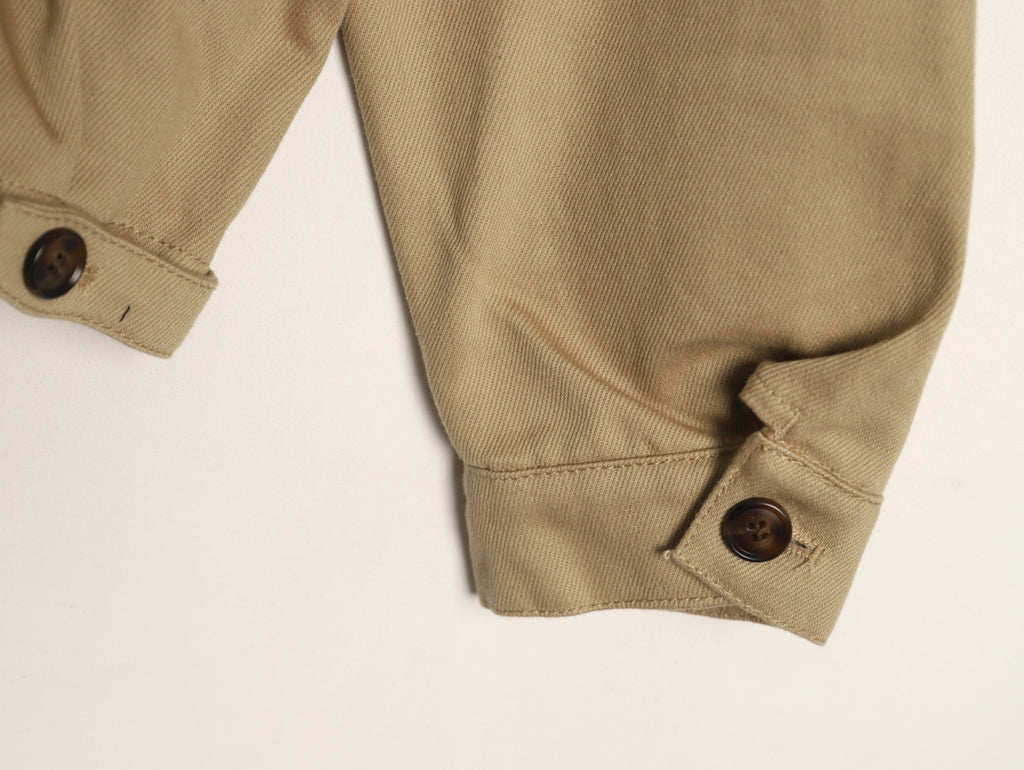 Prada PRD Distressed Khaki Cropped Denim Jacket