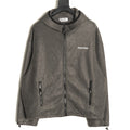 Miu Miu Logo-Embroidered Trim Fleece Hooded Jacket - Charcoal