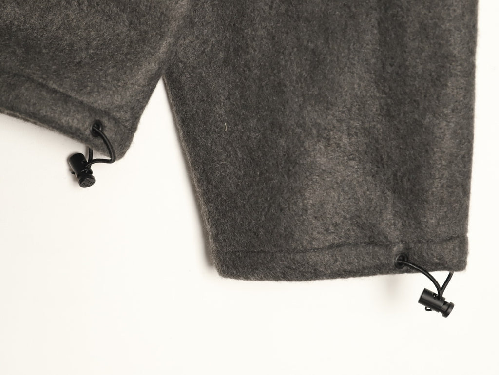 Miu Miu Logo-Embroidered Trim Fleece Hooded Jacket - Charcoal