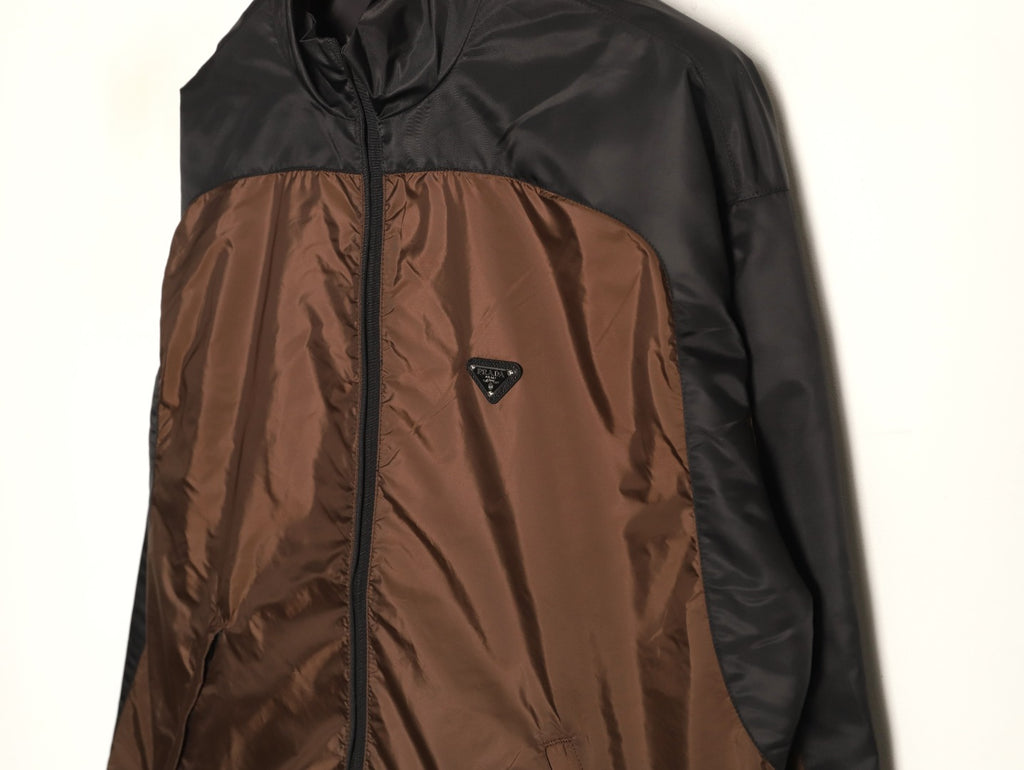 Prada PRD Brown/Black Reversible Stand-Collar Jacket