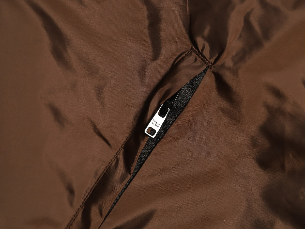 Prada PRD Brown/Black Reversible Stand-Collar Jacket