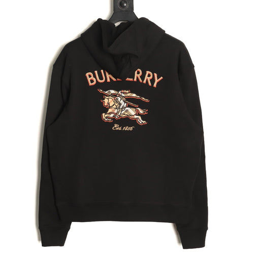 Burberry Equestrian Knight Check-Detail Zip Hoodie - Black