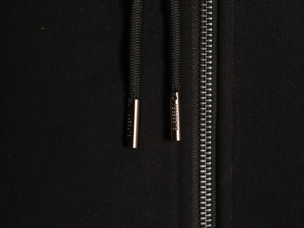 Burberry Equestrian Knight Check-Detail Zip Hoodie - Black