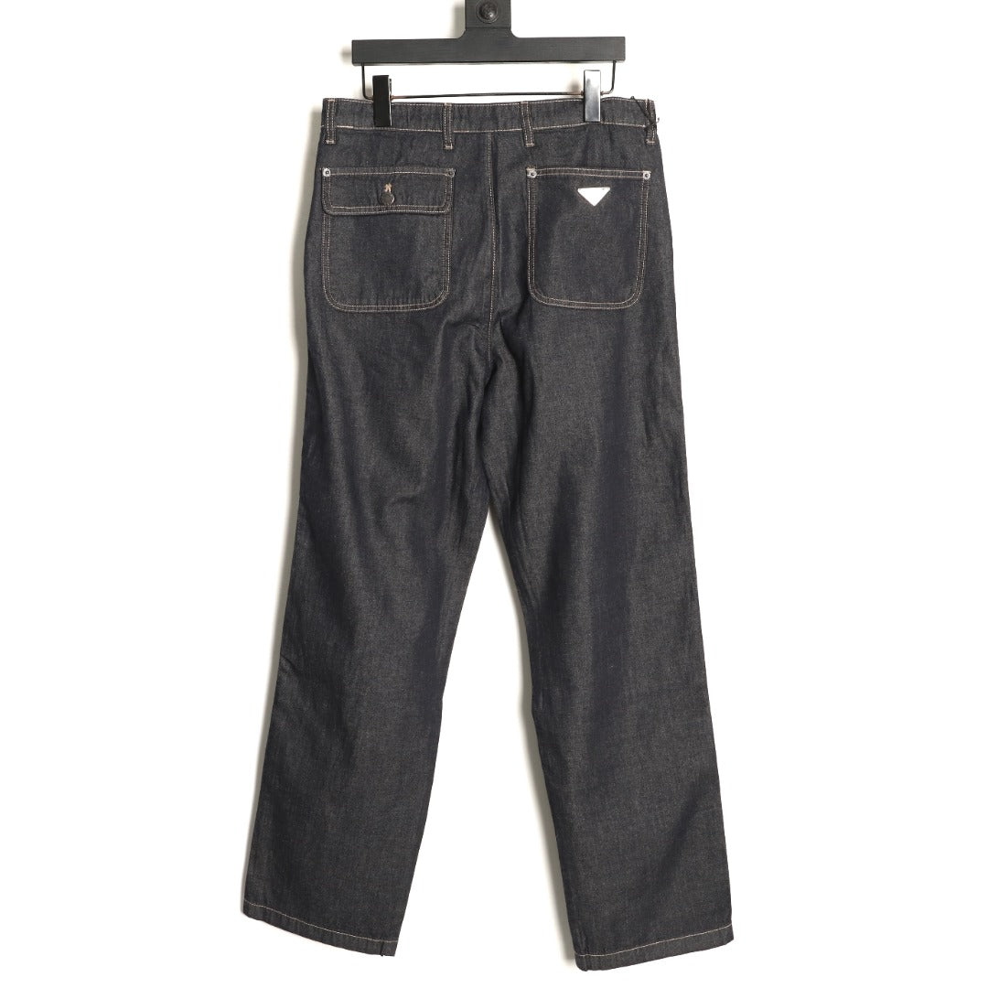 Prada PRD Rear-Pocket Triangle Detail Jeans - Dark Charcoal