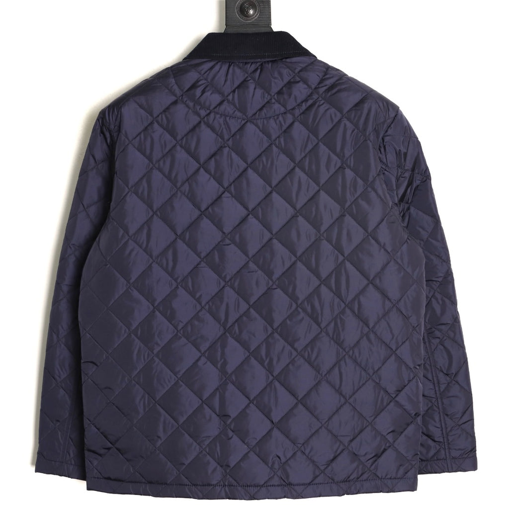 Prada PRD Quilted Jacket with Corduroy Collar - Navy