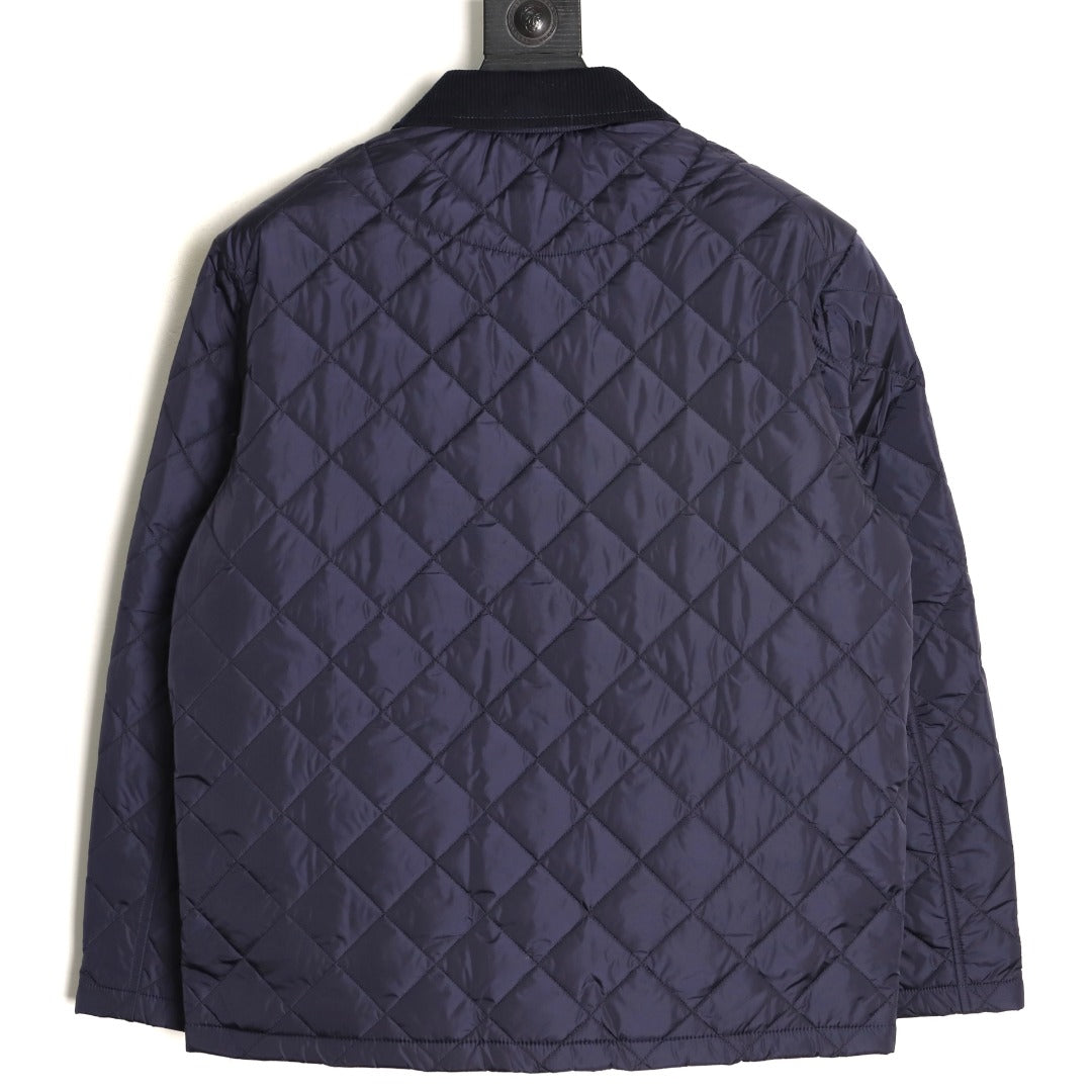 Prada PRD Quilted Jacket with Corduroy Collar - Navy