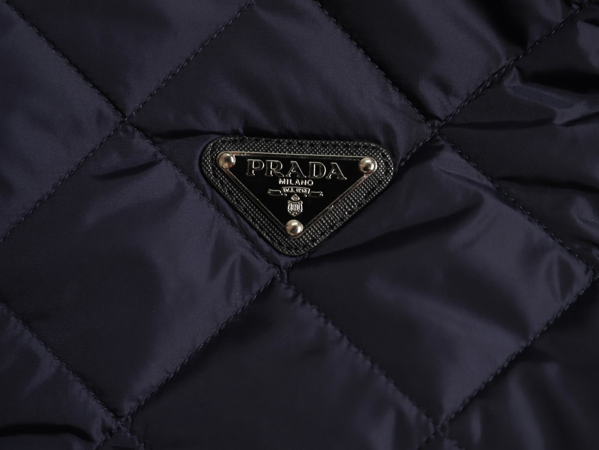 Prada PRD Quilted Jacket with Corduroy Collar - Navy