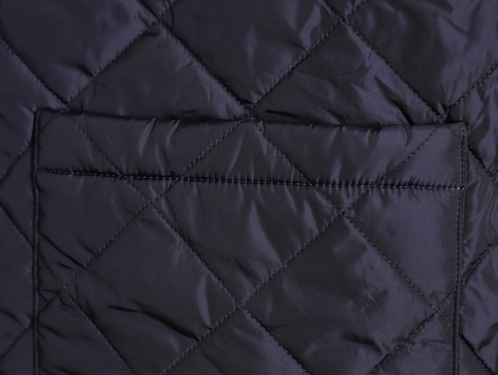 Prada PRD Quilted Jacket with Corduroy Collar - Navy