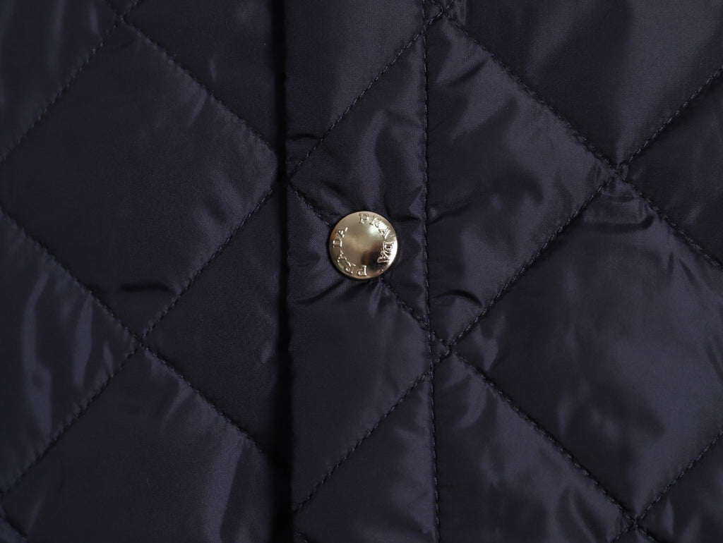 Prada PRD Quilted Jacket with Corduroy Collar - Navy