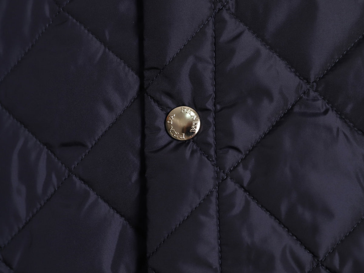 Prada PRD Quilted Jacket with Corduroy Collar - Navy
