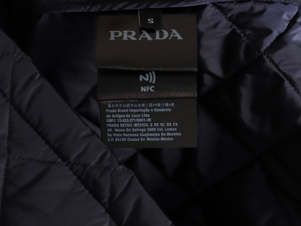 Prada PRD Quilted Jacket with Corduroy Collar - Navy