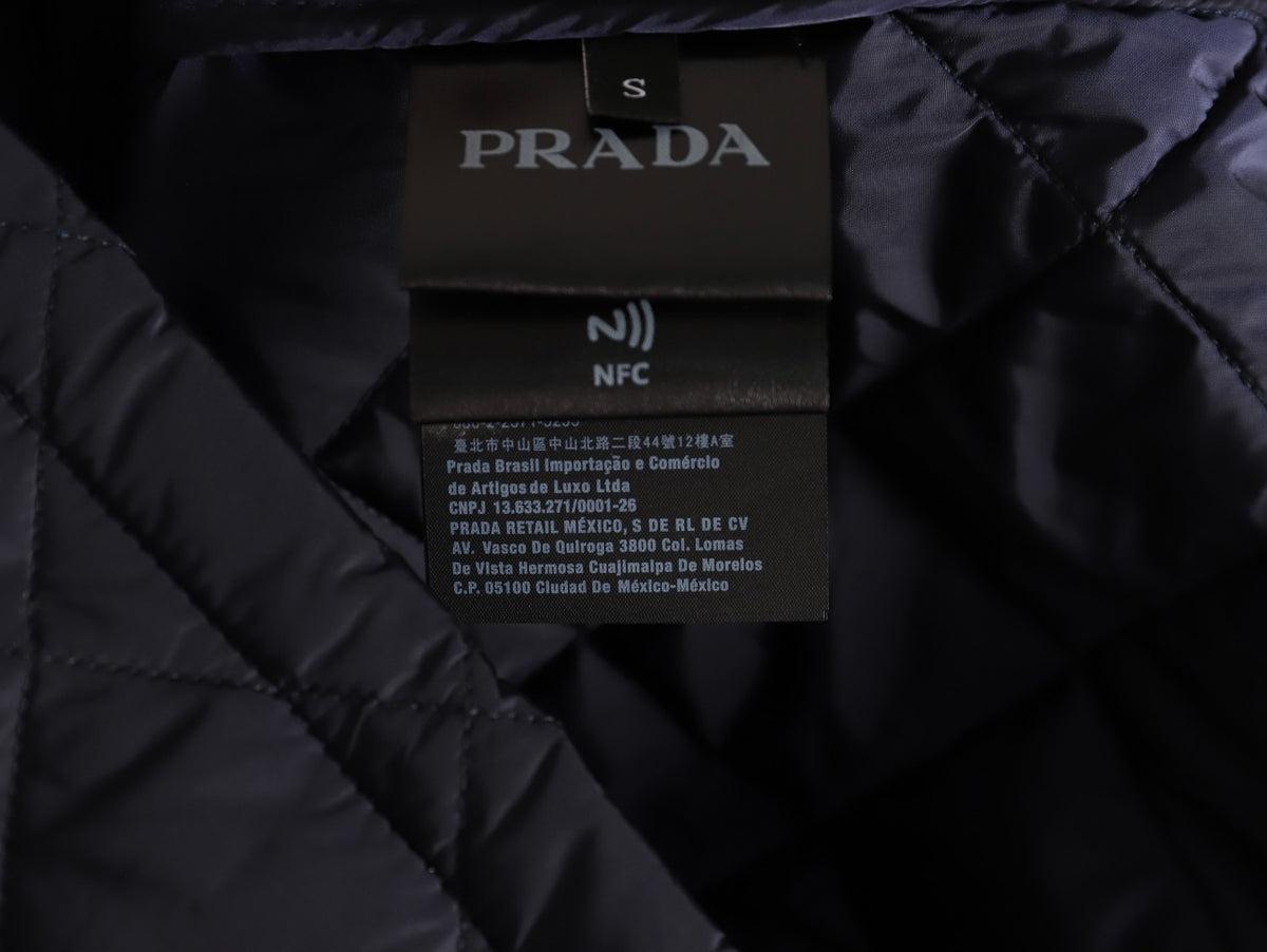 Prada PRD Quilted Jacket with Corduroy Collar - Navy