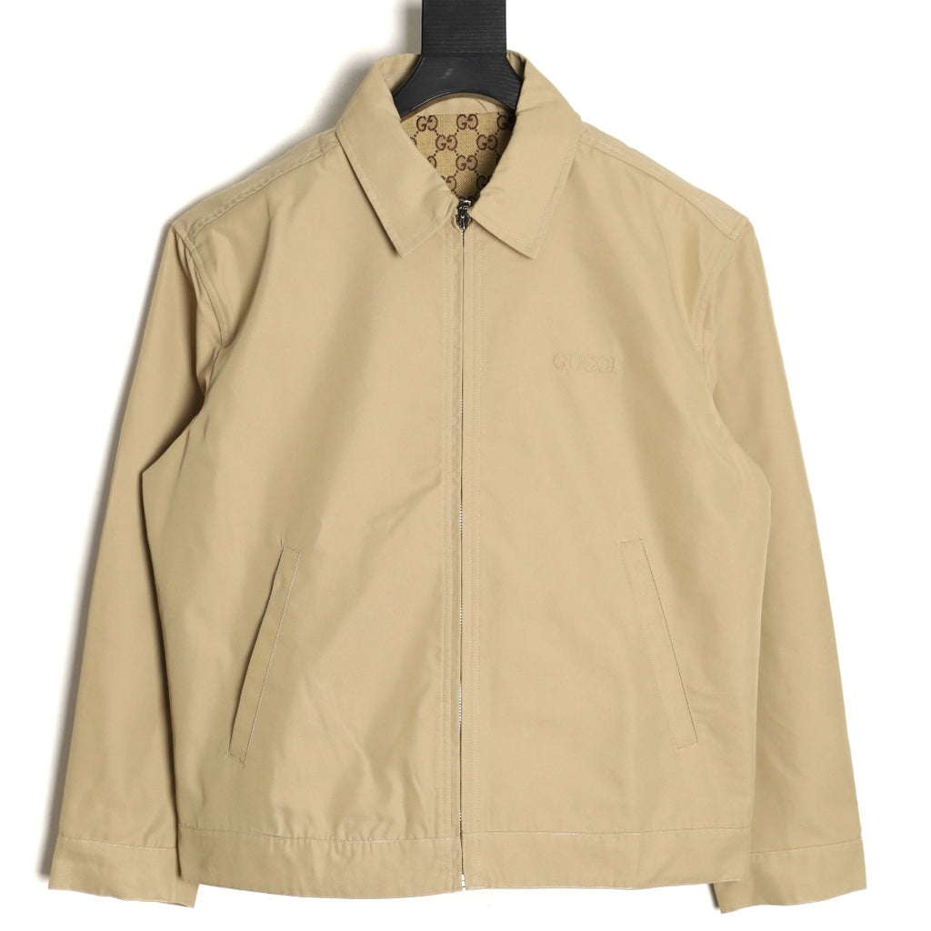 Gucci GUC Minimal Chest-Detail Zip Jacket - Beige