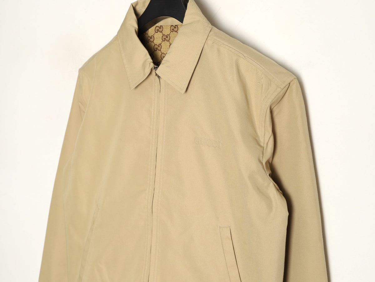 Gucci GUC Minimal Chest-Detail Zip Jacket - Beige