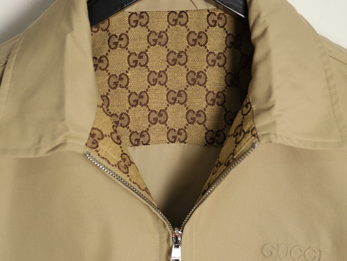 Gucci GUC Minimal Chest-Detail Zip Jacket - Beige