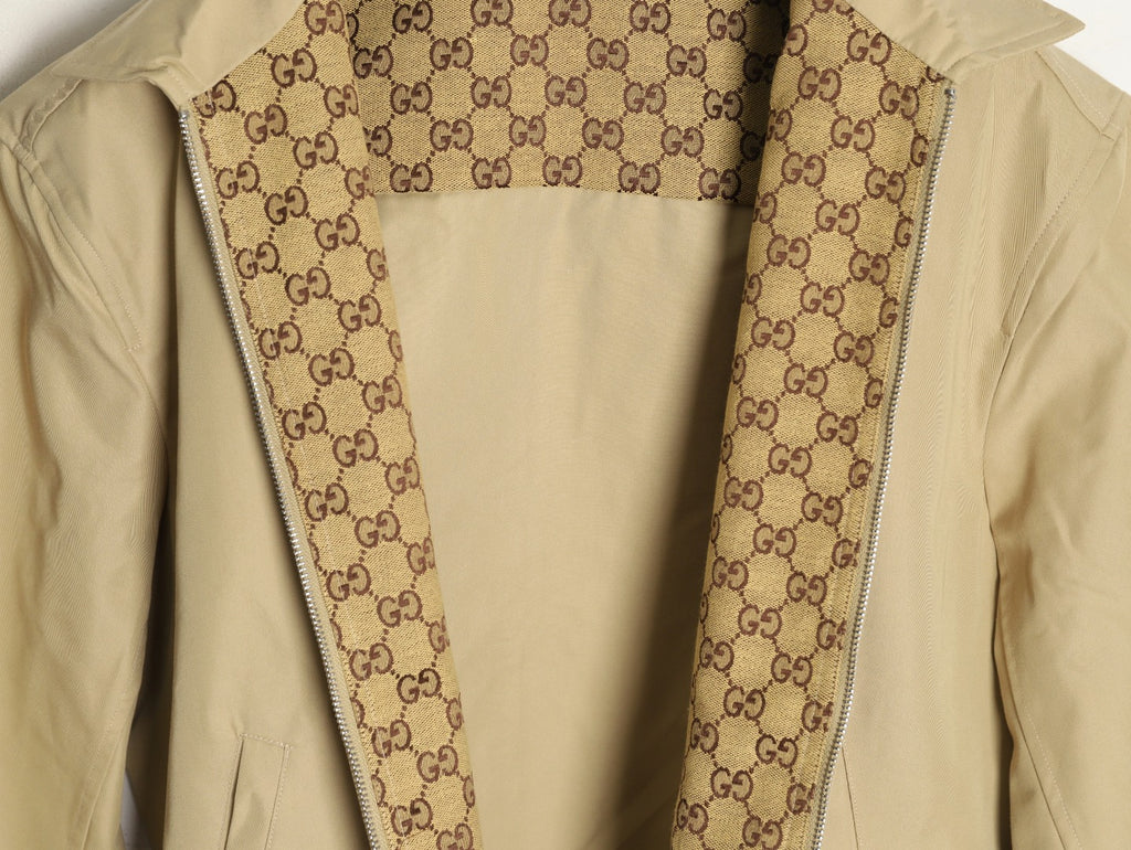 Gucci GUC Minimal Chest-Detail Zip Jacket - Beige