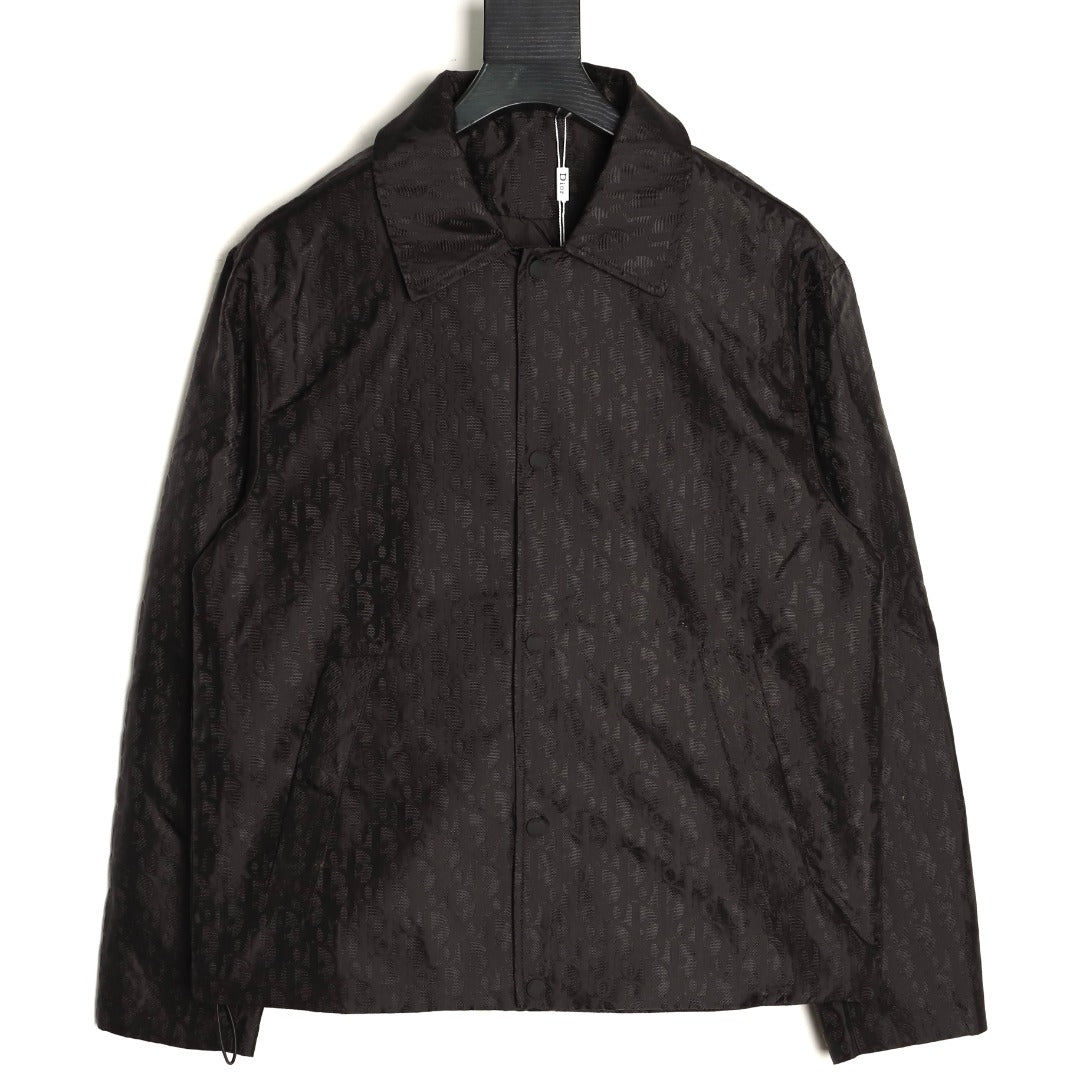 Dior CD 25SS Tonal Allover Jacquard Collared Jacket - Black
