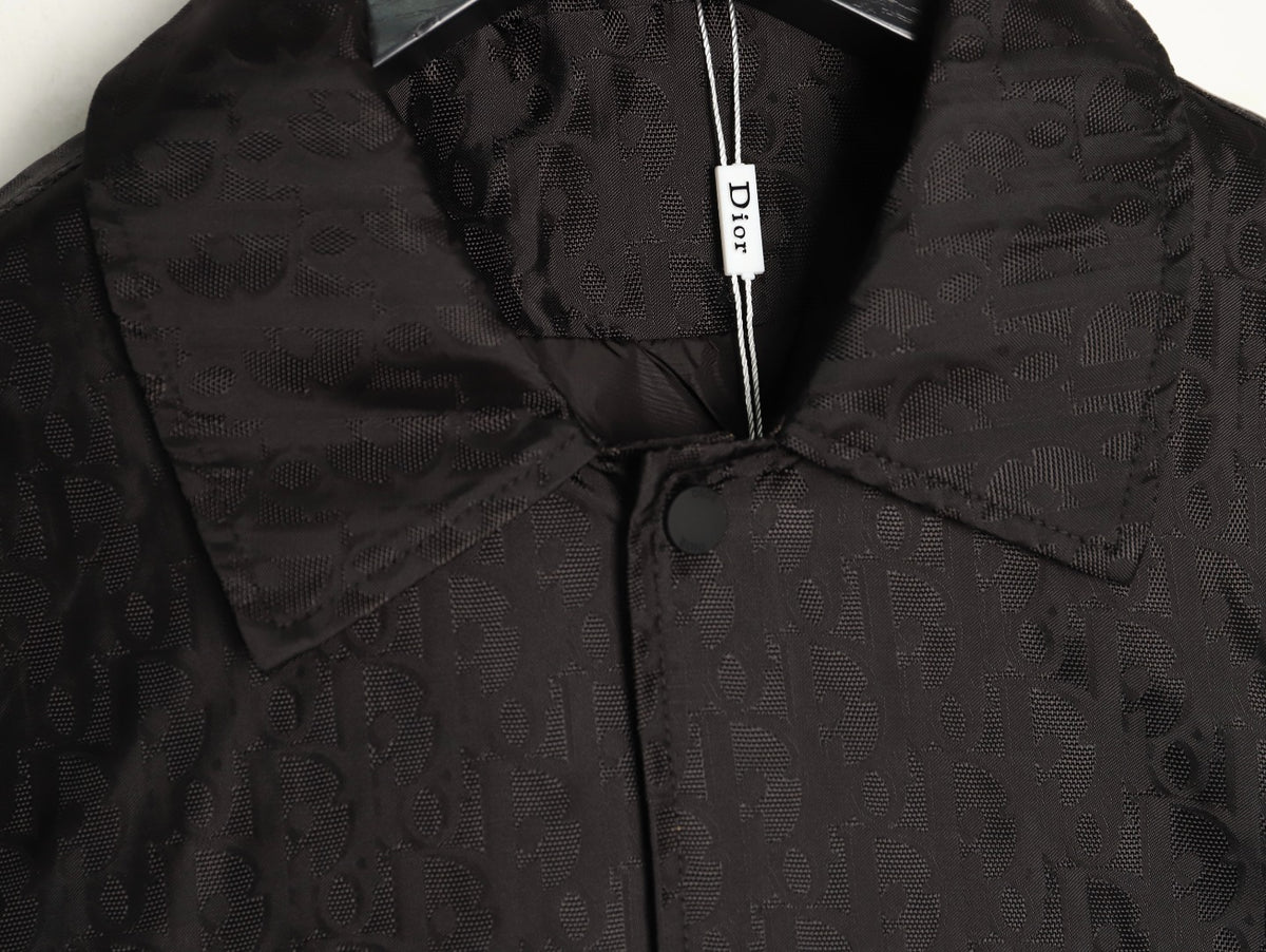 Dior CD 25SS Tonal Allover Jacquard Collared Jacket - Black