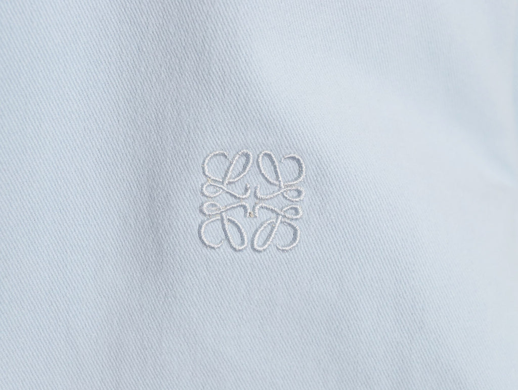 Loewe Detachable-Hood Cotton Shirt Jacket - Pale Blue