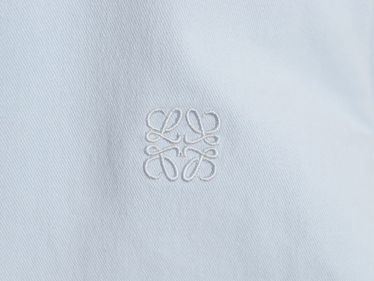 Loewe Detachable-Hood Cotton Shirt Jacket - Pale Blue