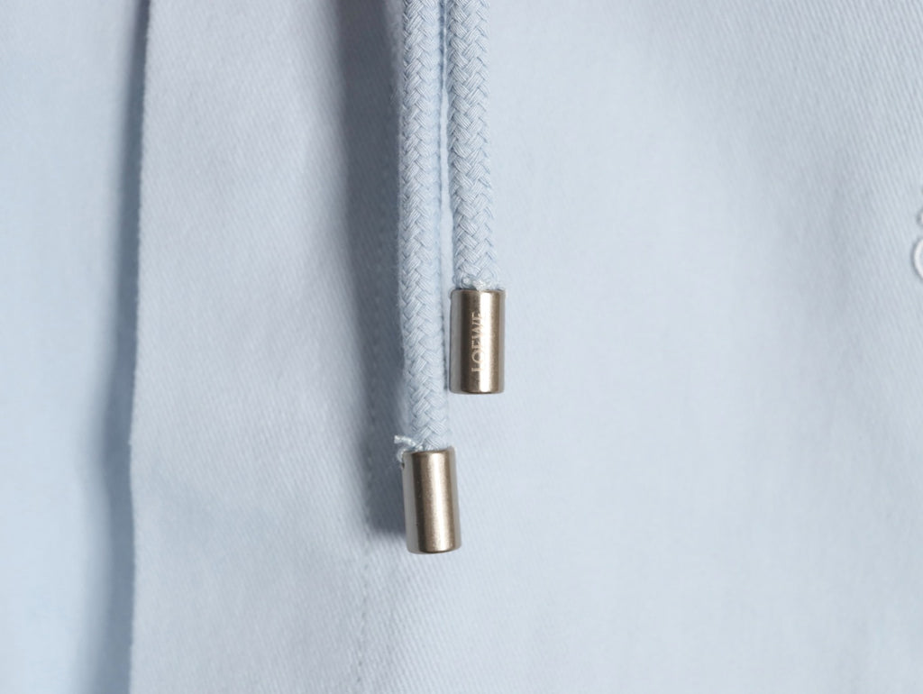Loewe Detachable-Hood Cotton Shirt Jacket - Pale Blue