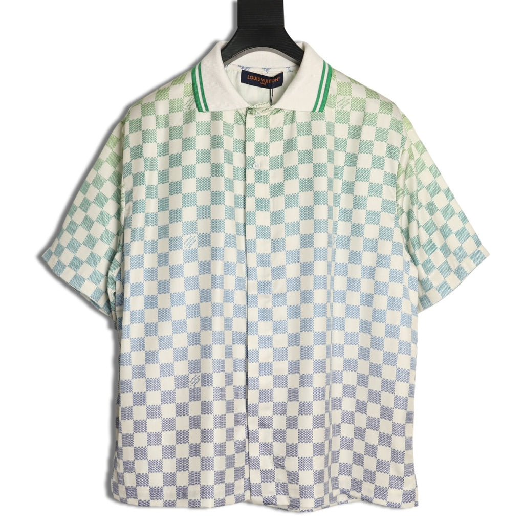 Louis Vuitton Gradient Checkerboard Short-Sleeve Shirt - Mint Grey