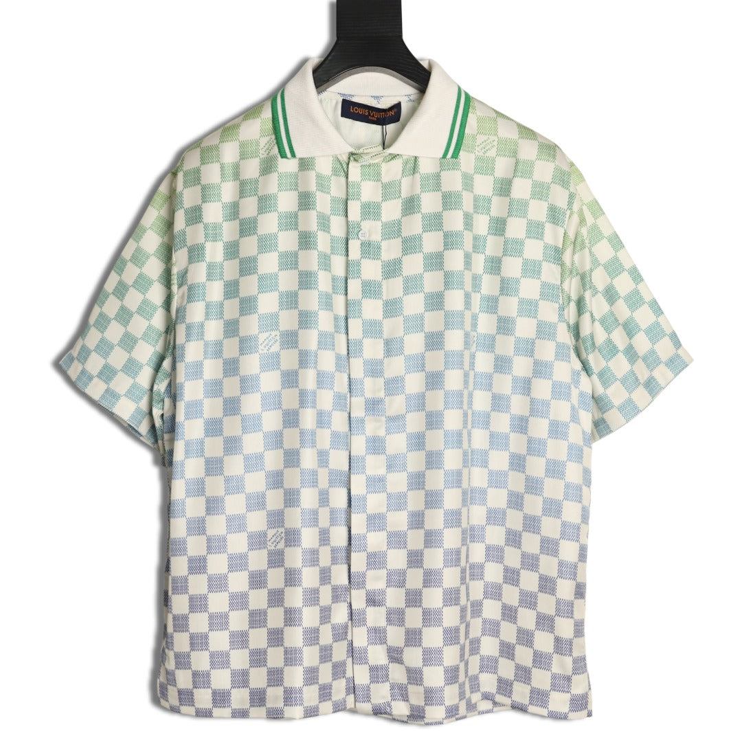 Louis Vuitton Gradient Checkerboard Short-Sleeve Shirt - Mint Grey