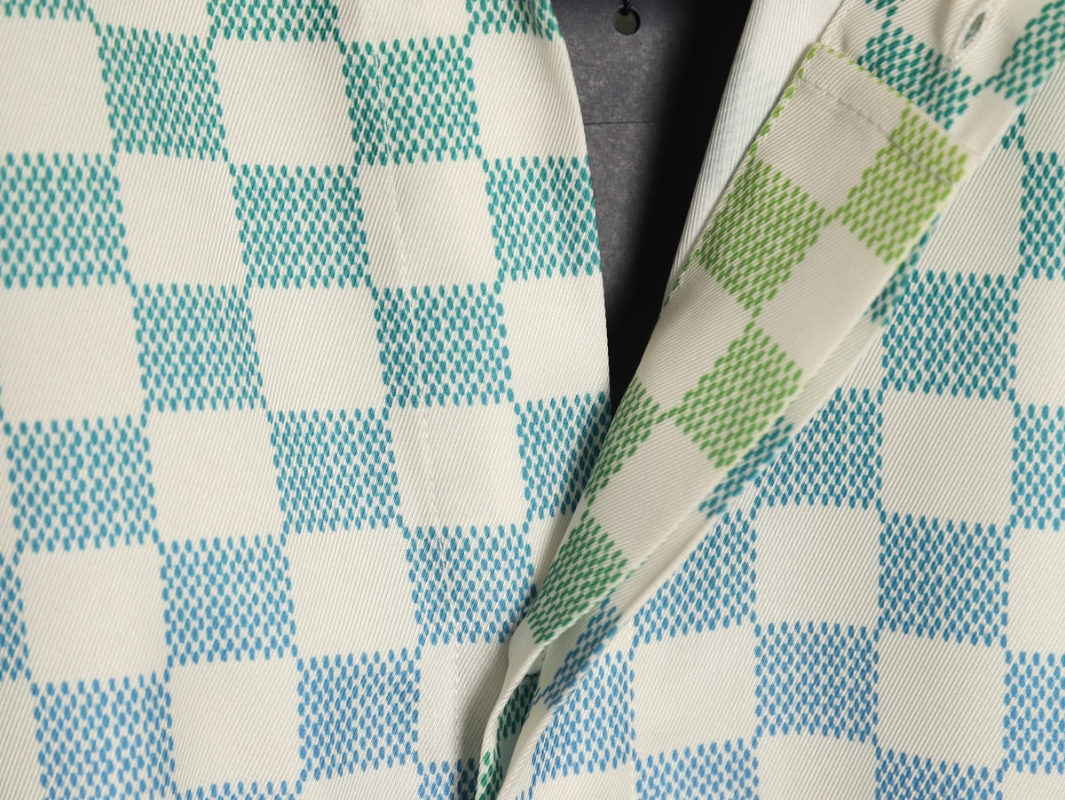 Louis Vuitton Gradient Checkerboard Short-Sleeve Shirt - Mint Grey