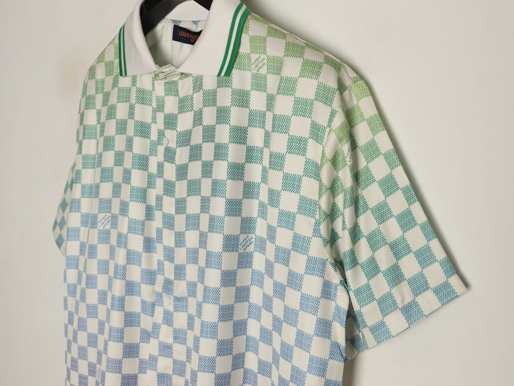Louis Vuitton Gradient Checkerboard Short-Sleeve Shirt - Mint Grey