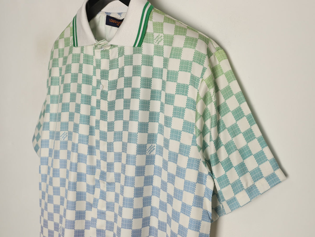 Louis Vuitton Gradient Checkerboard Short-Sleeve Shirt - Mint Grey