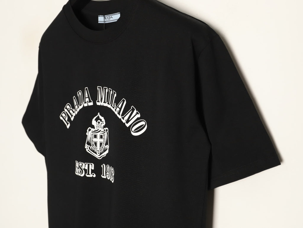 Prada 26SS Milano Logo Graphic Short-Sleeve T-Shirt - Black