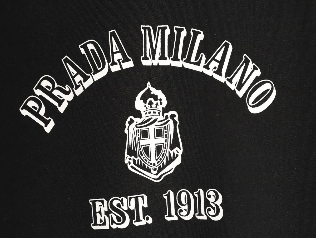 Prada 26SS Milano Logo Graphic Short-Sleeve T-Shirt - Black