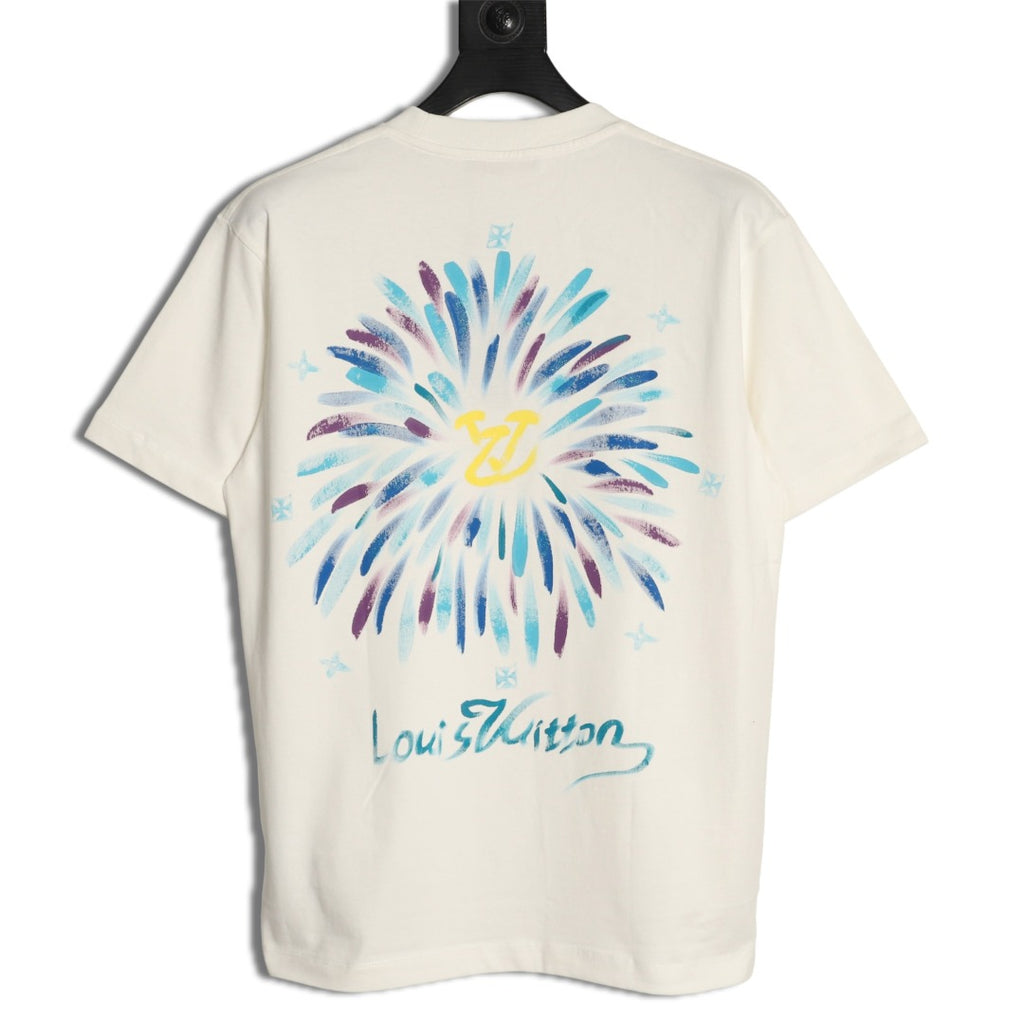 Louis Vuitton Watercolor Fireworks Graphic T-Shirt - Ivory