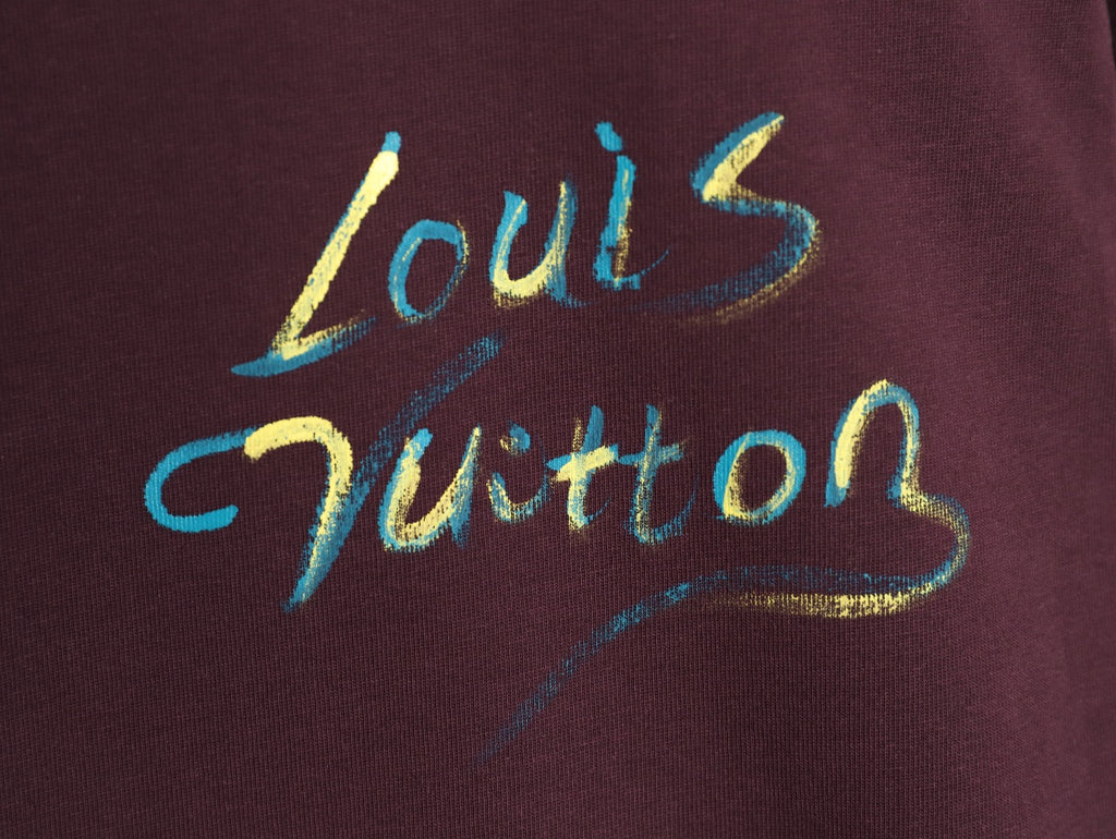 Louis Vuitton Watercolor Fireworks Graphic T-Shirt - Burgundy