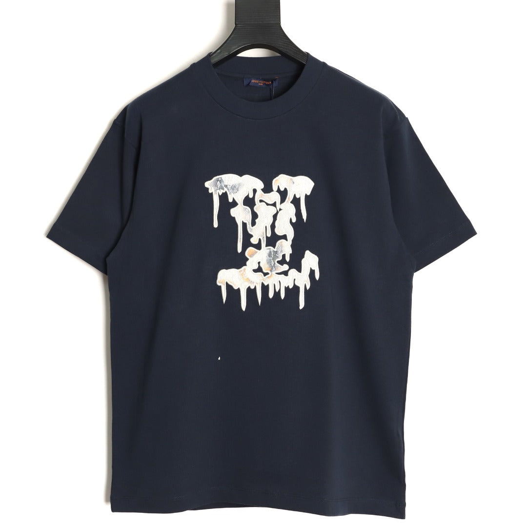 Louis Vuitton Melting Monogram Embroidered T-Shirt - Navy